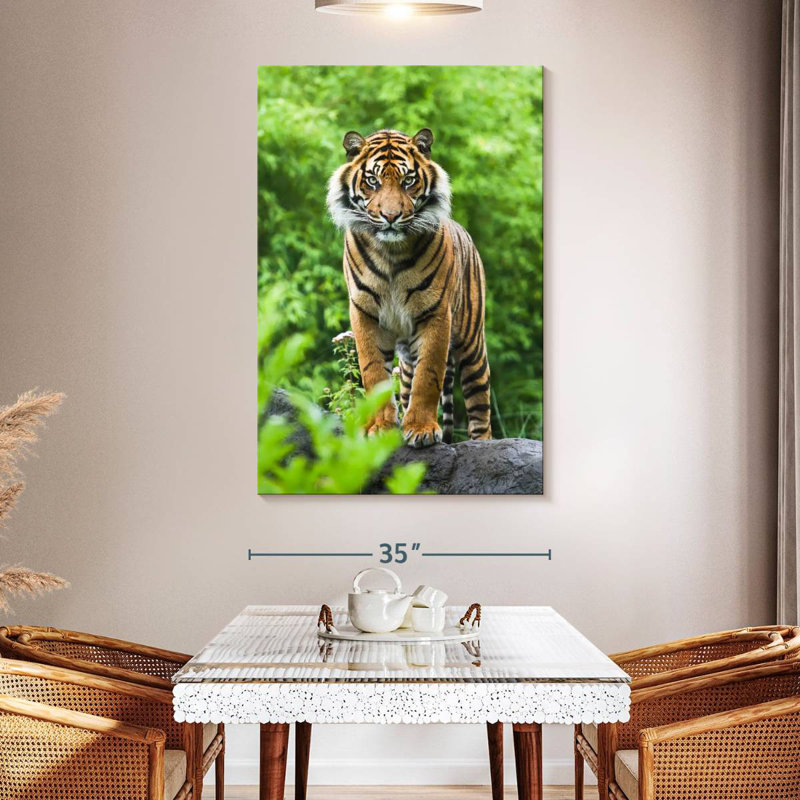 Brampt Tiger In Green Forest, 45" H x 30" W