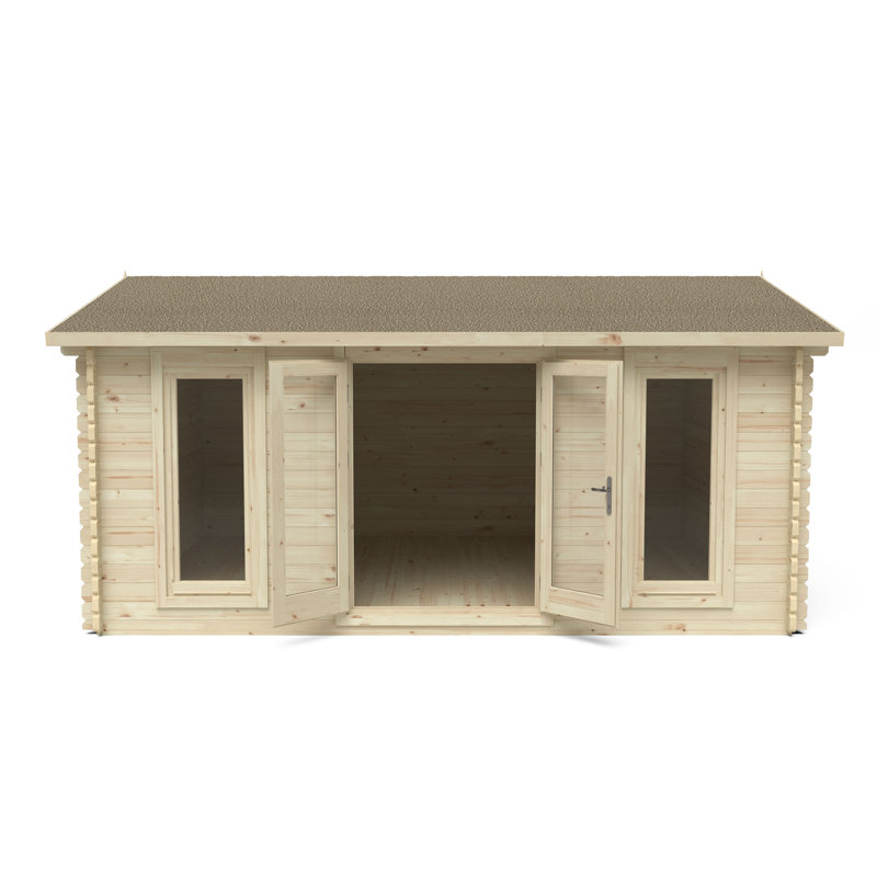 Rushock 17 x 14 Ft. Tongue & Groove Log Cabin, Yes