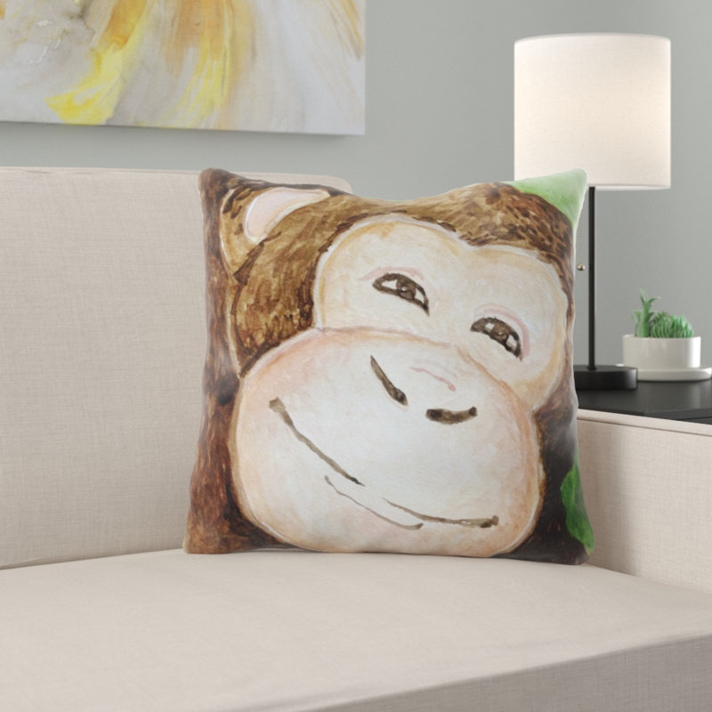 Coussin décoratif aquarelle Pilou, Microsuède, Intérieur