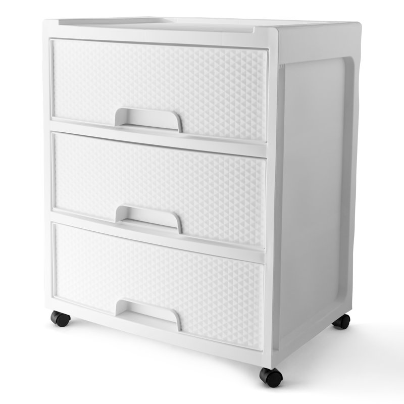 Commode à roulettes 3 tiroirs Diamond, Blanc arctique