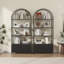 Arched Book Shelf, Bookcase With Doors Storage, 180cm Tall Bookshelf With Sturdy Metal Frame, E1 Quality Boards, Freestanding Display Shelving Unit Living Room-893028669