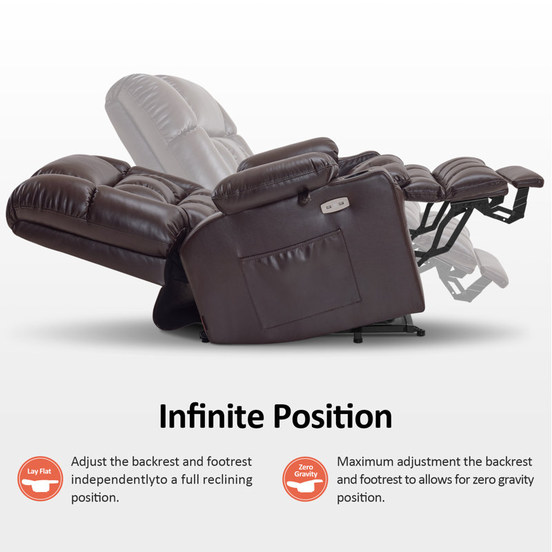 Small Dual Motor Power Recliner Lift Chair Infinite Position, Heat and Vibration Massage, Fabric, Dark Brown