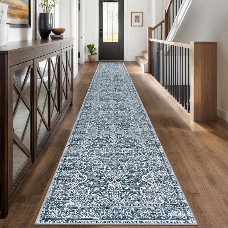 Area Rug Machine Washable Rugs with Rubber Backing for Living Room, Runner 2'7''x18'