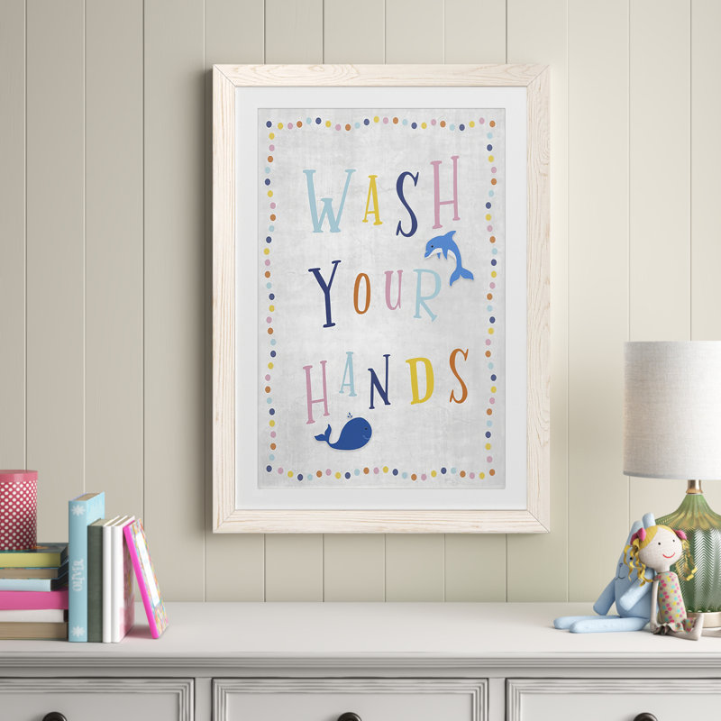 Lavez-vous les mains - Impression sur papier encadrée, H 31,5 po x l 23,5 po x P 1,5 po, Papier encadré blanc
