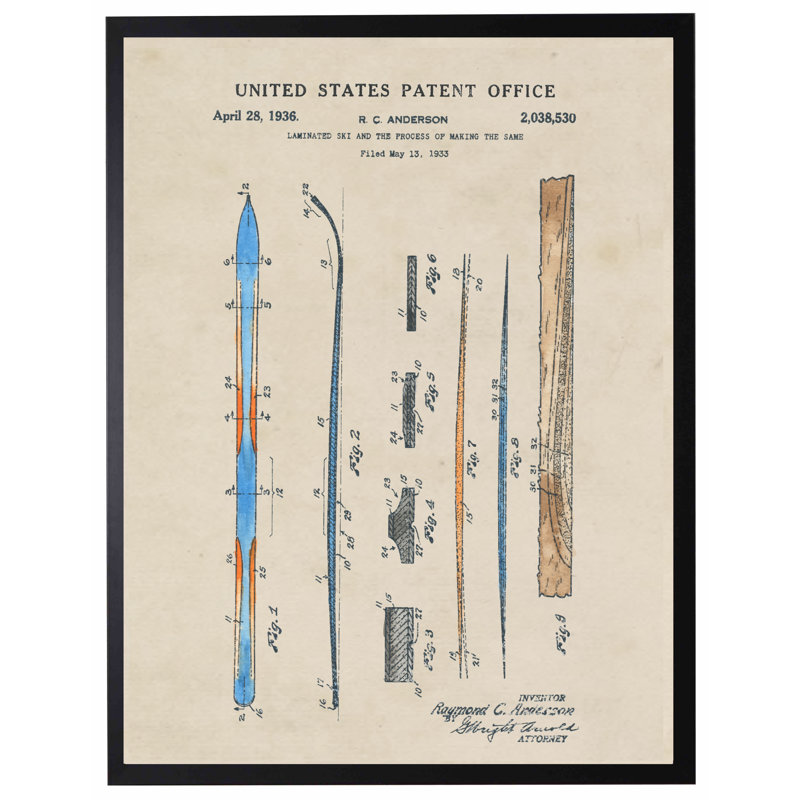 Ski Patent in Black Frame