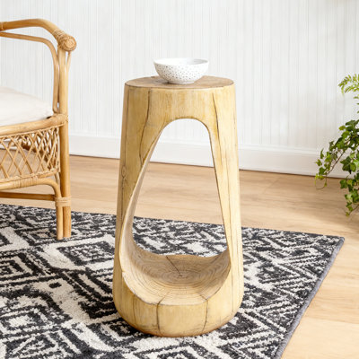 Eulla MGO Hollow Side Table，Wood-like texture