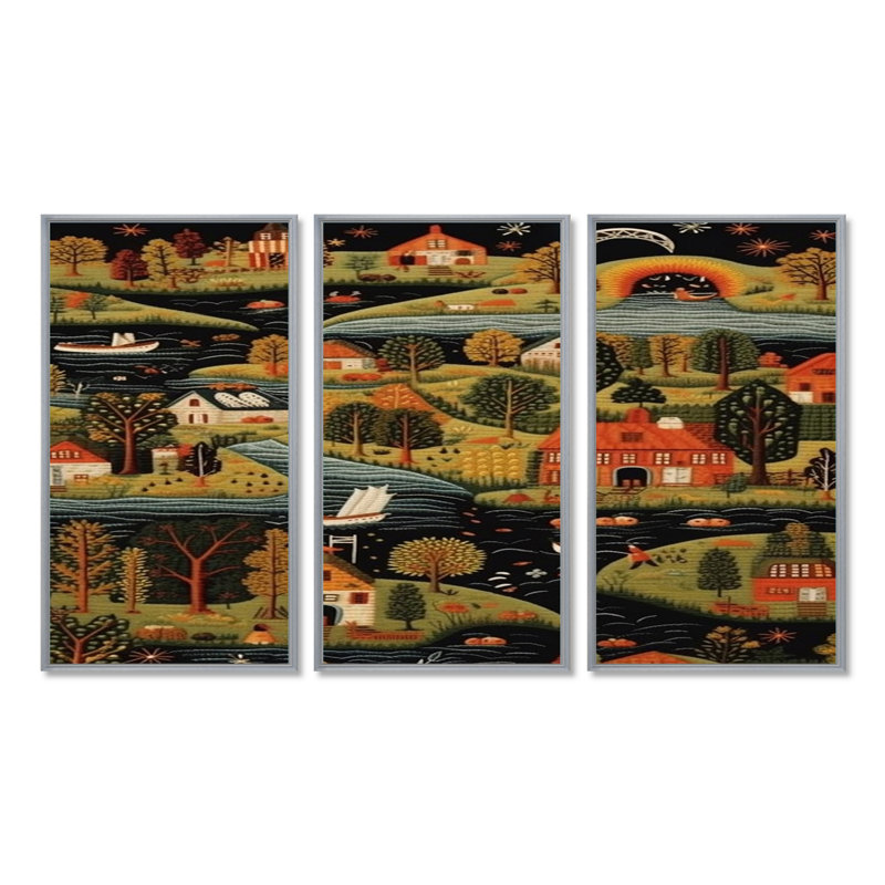 Meryem - River Wall Art Set, Silver Floater Framed, 32" H x 48" W x 1" D