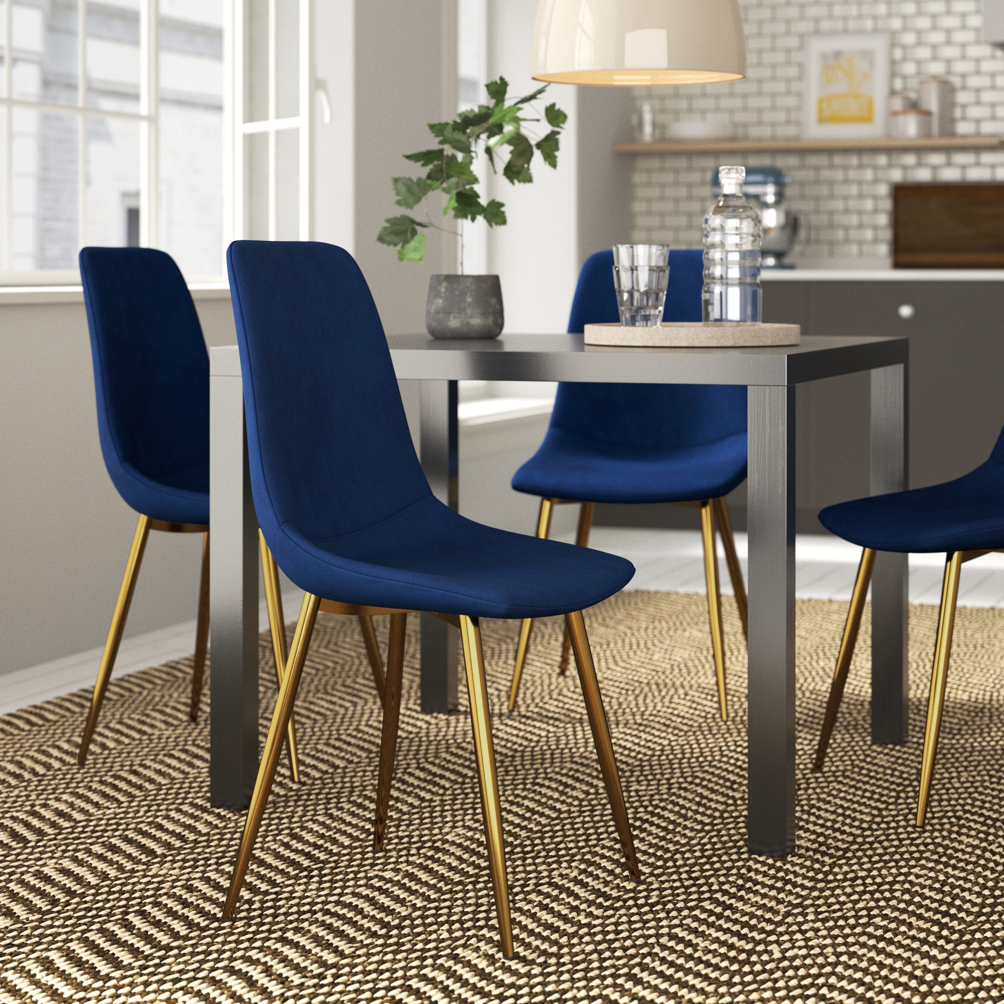 Heffron Velvet Upholstered Side Chair (Set of 4) Zipcode Design Upholstery Color: Blue