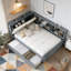 Lit plateforme en bois avec lit gigogne-373753798