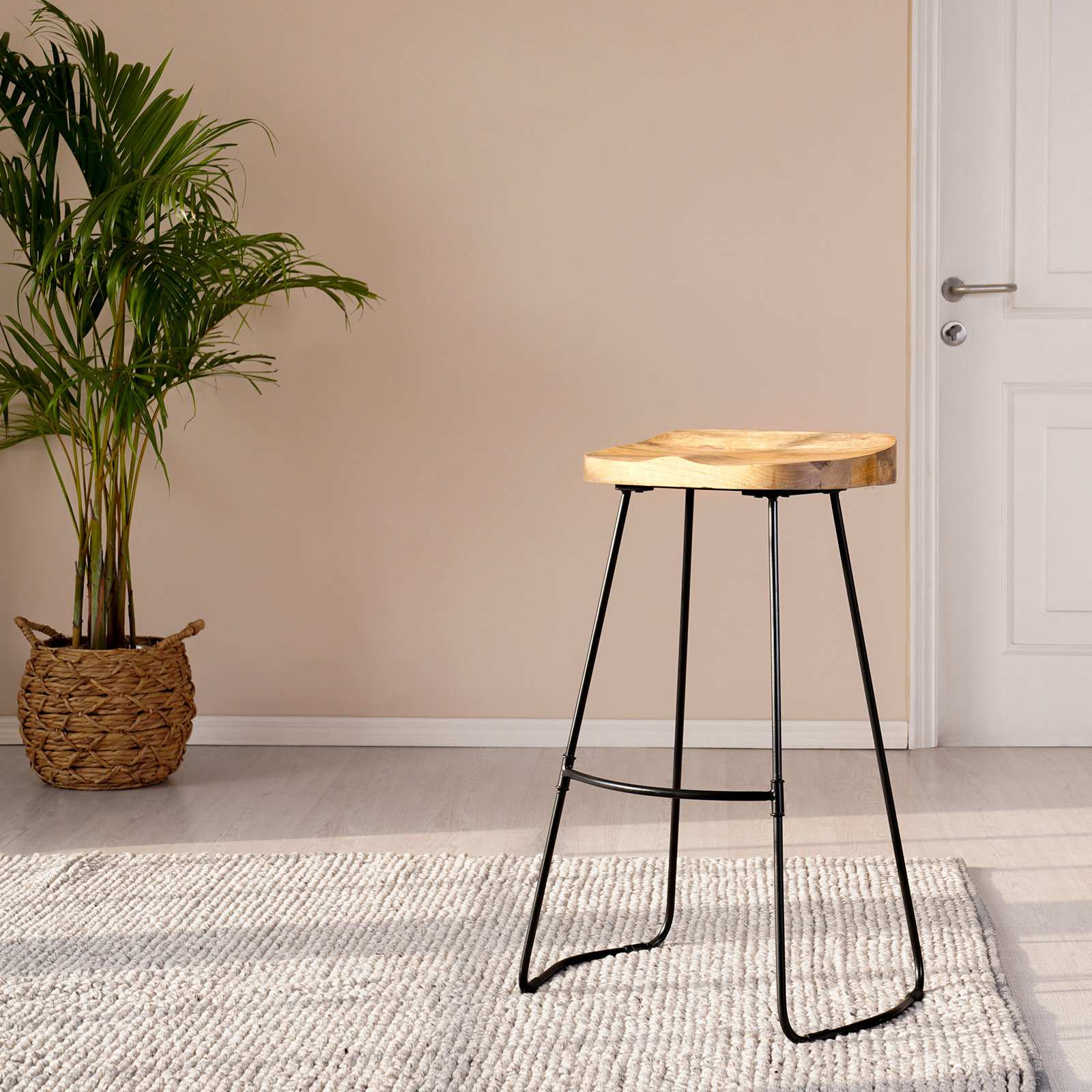 Geonna 30" Bar Stool, Natural, Counter Stool (27" Seat Height)
