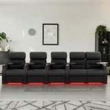 Sofa Power Reclining Electricity Sofa Power Recliner Loveseat Chair Top Grain Leather Movie Chair Gaming Seat With USB Charging Tray Table Cup Holders
