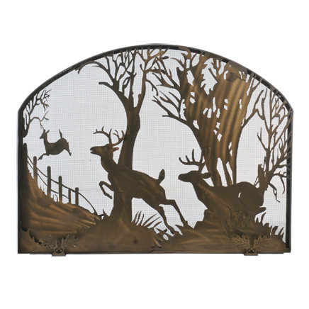 Deer on the Loose Single Panel Fireplace Screen