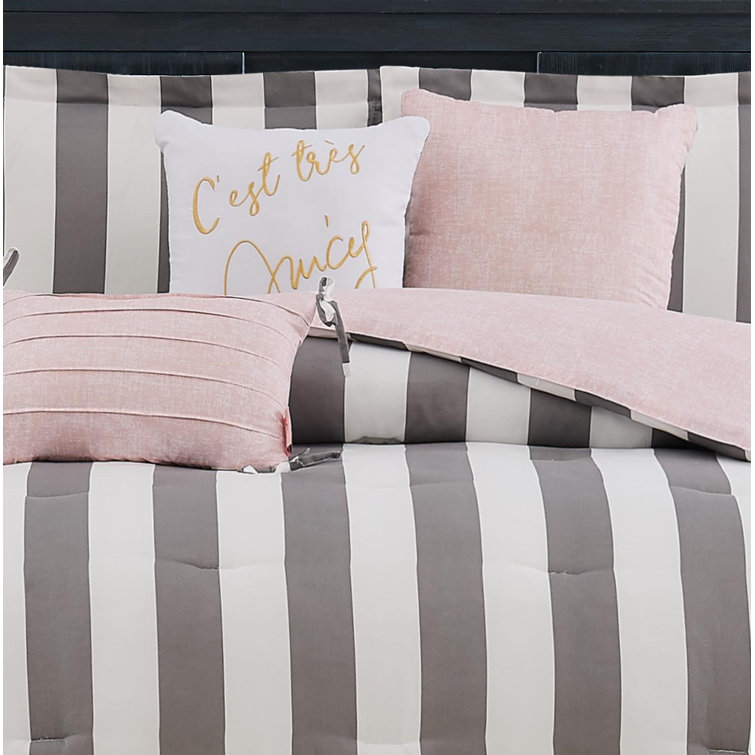 Juicy Couture Texture Pink/Grey 6-Piece Comforter Set - Twin