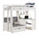 Lit mezzanine simple Sirius avec bureau, tablette, bois de pin blanc
