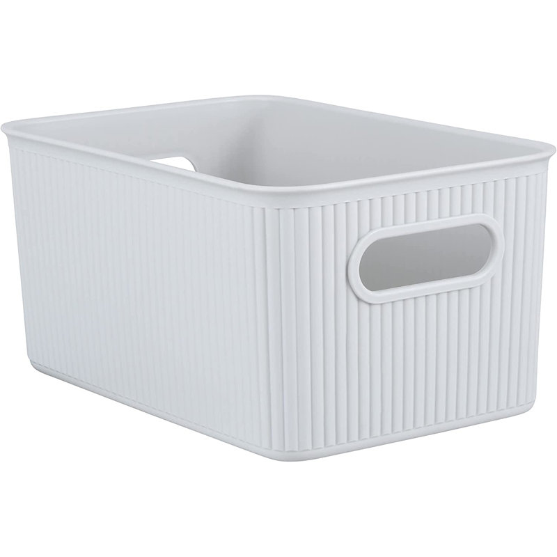 Paniers de rangement en plastique, Blanc cassé, 1