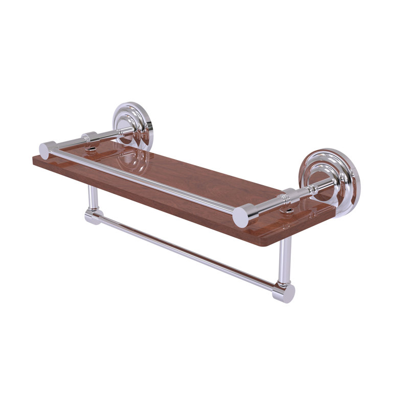Étagère murale en bois de fer de leamore IPE, Chrome poli, H 5 po x l 16 po x P 5 po