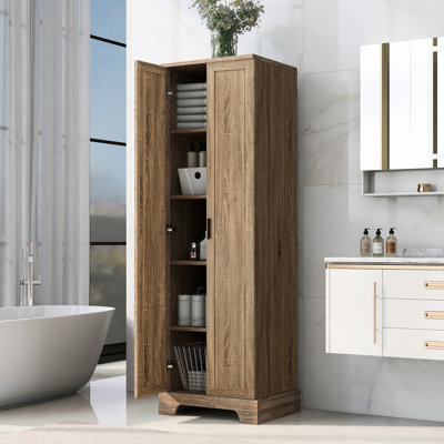 Armoire de rangement rectangulaire brune avec tablette réglable, deux portes, matériau, - protection contre le basculement, pour maison de style ranch contemporain, planche de 20 lb / tablette, appareil, décoration minimaliste,