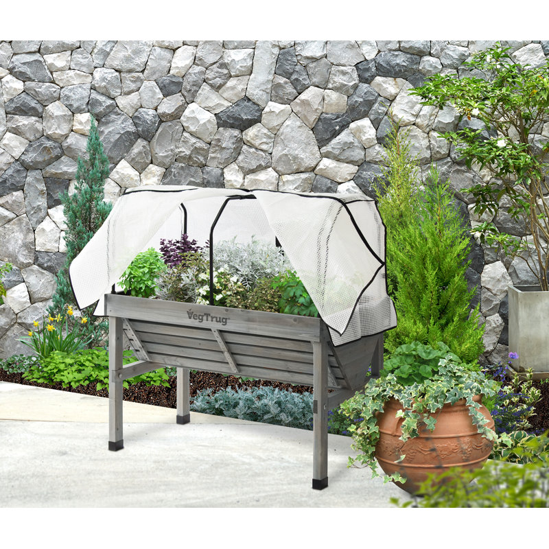 Wood Raised Garden Bed, Gray