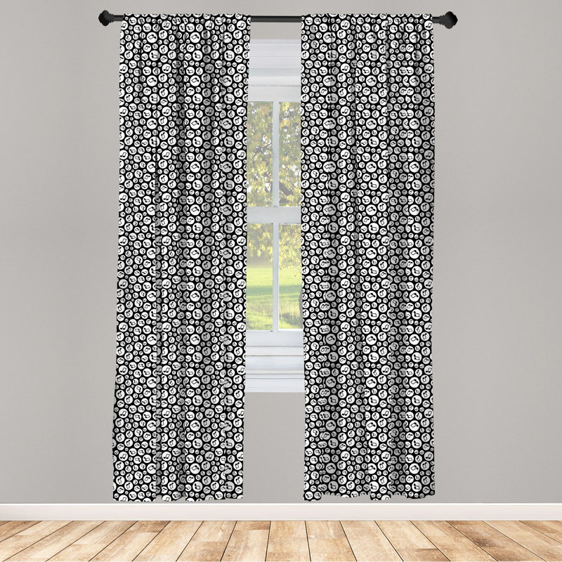 Black and White Music Note Pattern Room-Darkening Curtain Panels, 28" x 95"