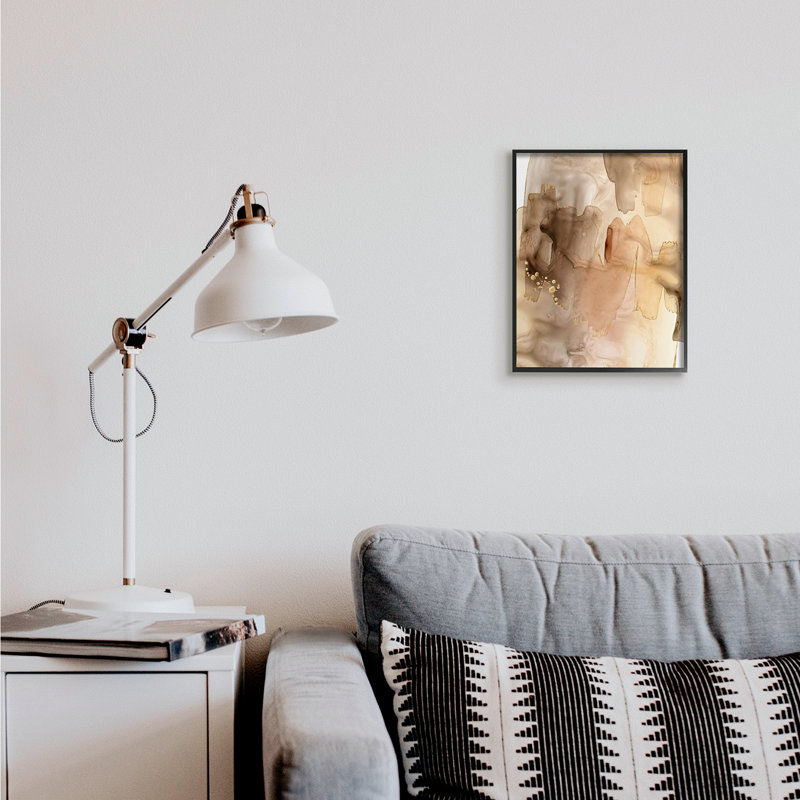 Couches d'abstraction de peinture aquarelle brune, Giclée encadrée noir minuit, H 14 po x l 11 po