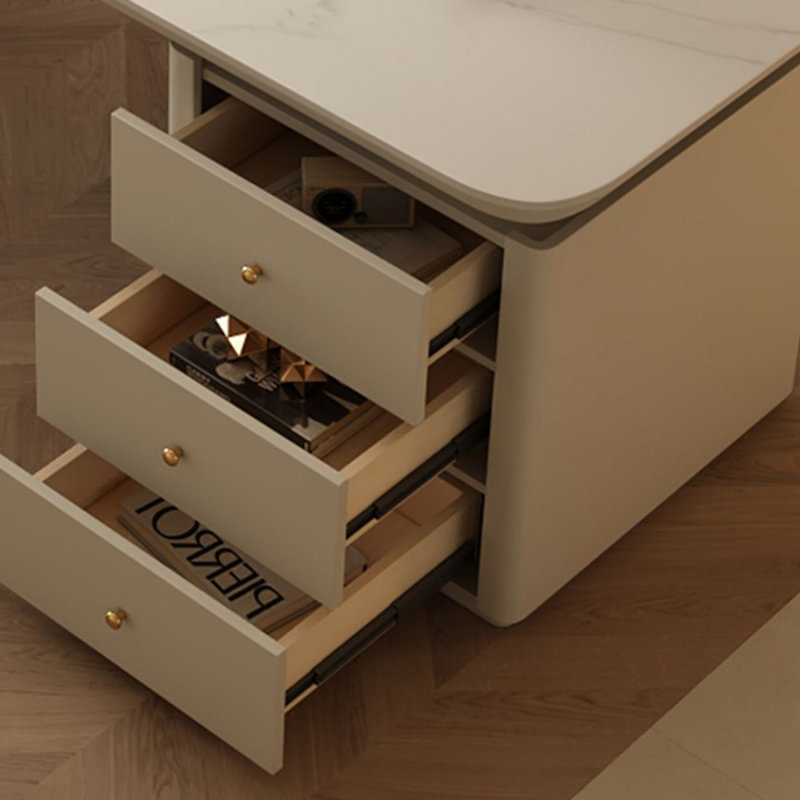 Bureau blanc avec tiroirs en pierre blanche avec tiroirs, Oui, 29.53" H*55.12" W*27.56" D