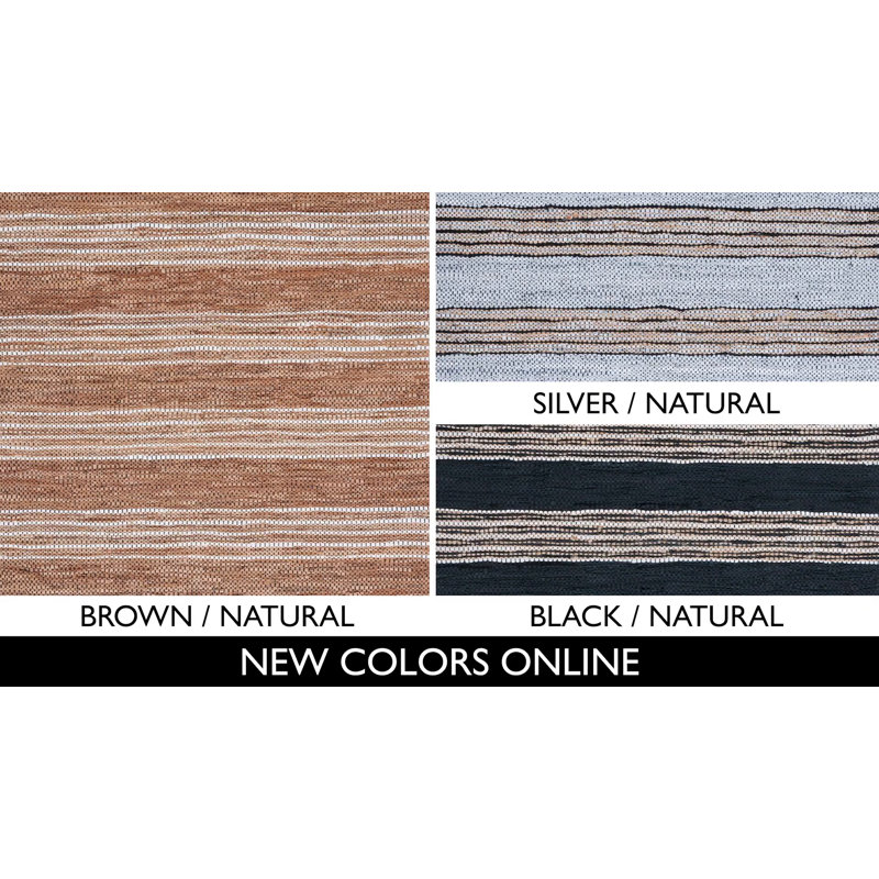 Handmade Brown and Natural Cotton Cowhide Striped Accent Rug