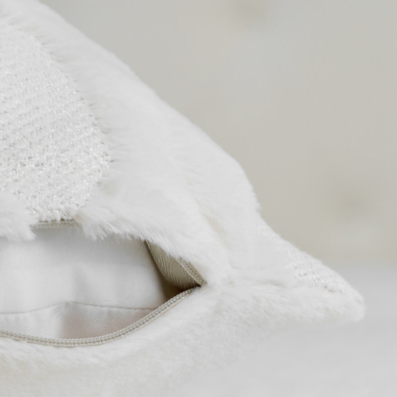 Tatami Embroidery Square Throw Pillow Covers, Antique White