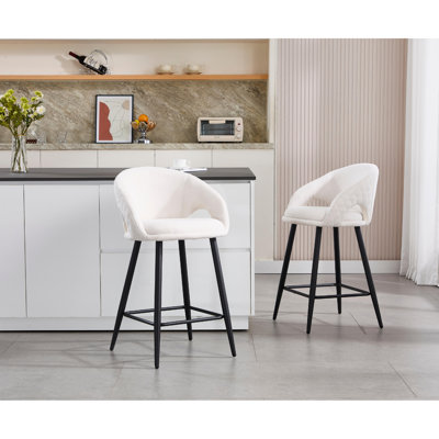 Upholstered Counter Stool with Metal Frame