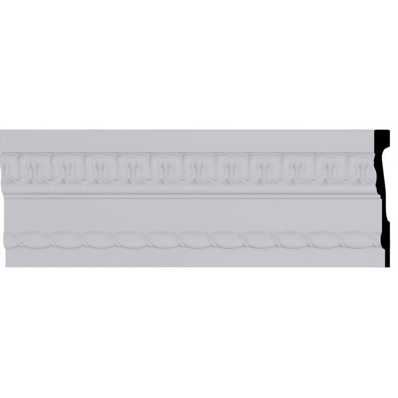 Primed White Polyurethane Crown Moulding with Geometric Design