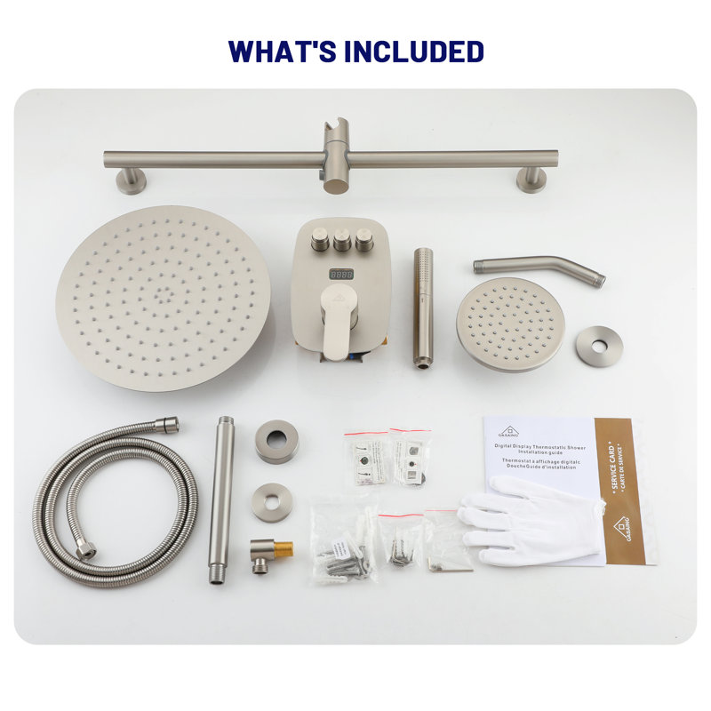 Brushed Nickel Dual Showerhead System with Digital Display