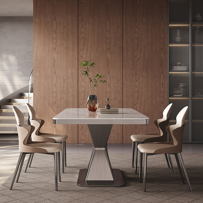 Ensembles de table à manger de luxe moderne de style italien, H 29,53 po x L 55,12 po x l 31,5 po, Blanc