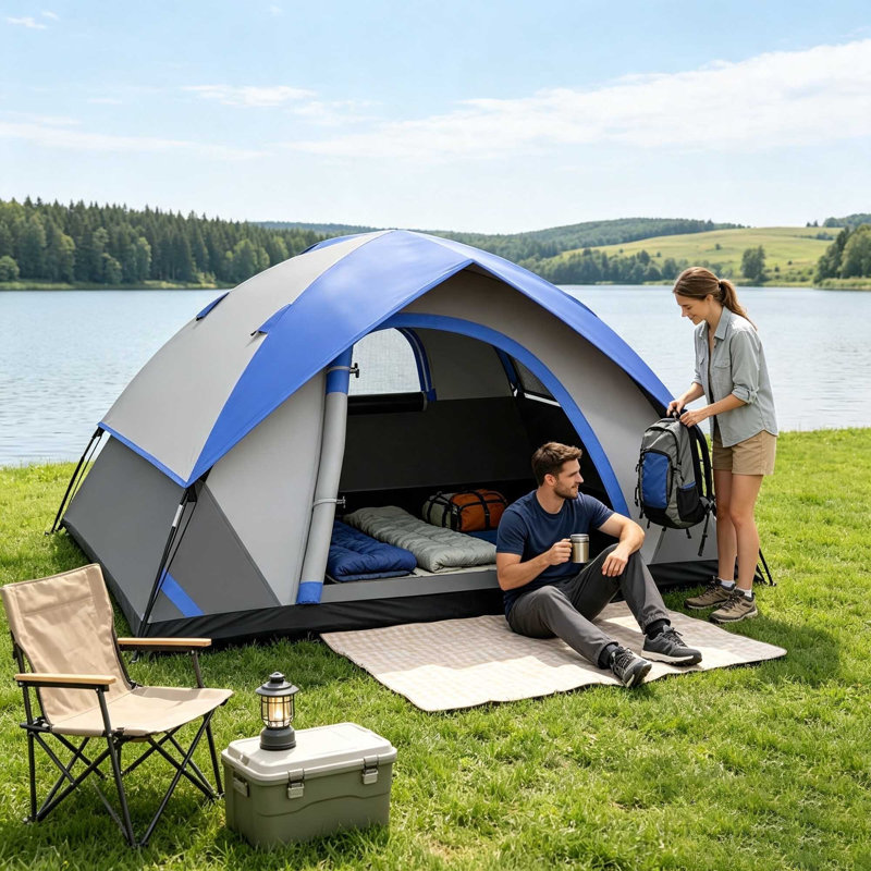 2 Person Tent, Dark Blue/Grey