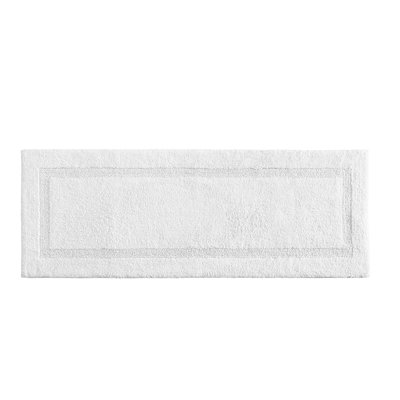 LuxSoft Cotton Bath Runner - Ultra Absorbent, Modern White Bathroom Mat, 60 x 22