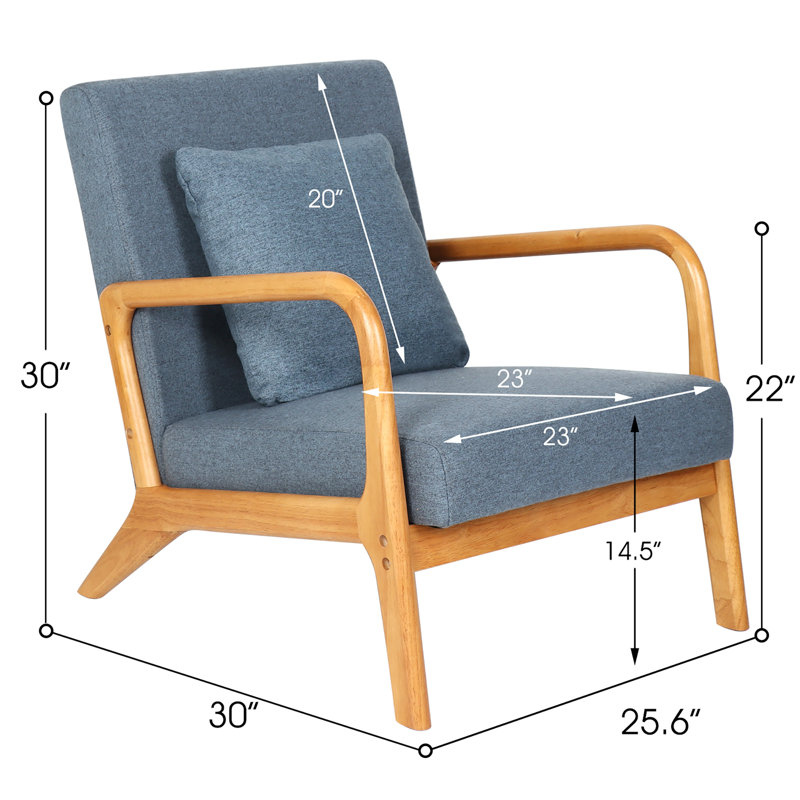 Fauteuil d'appoint de 25,6 po Fanci, Lin bleu / bois jaune moyen