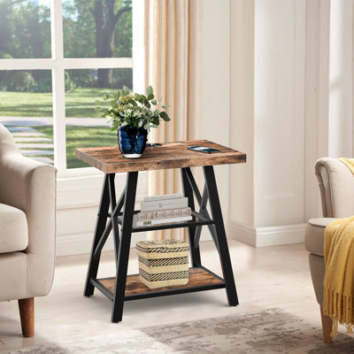 Stokesvale Tall End Table Nightstand with 2 USB Ports, 2 Power Outlets, and 2 Storage Shelves