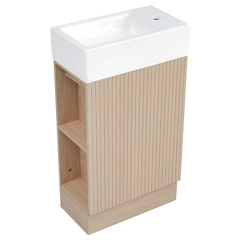 Ensemble de meuble-lavabo simple 18,61 po avec plateau en céramique Josslin, Naturel