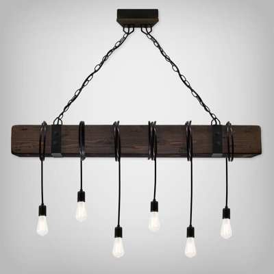 Îlot de cuisine 6 lumières - Poutre rustique en bois rustique