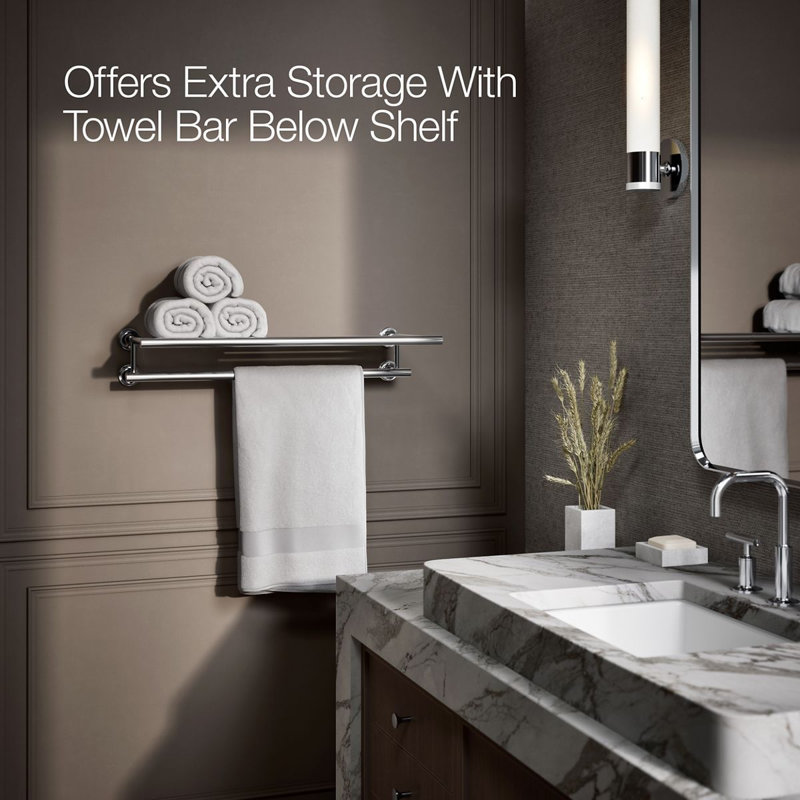 Purist Hotelier Wall Shelf, Polished Chrome