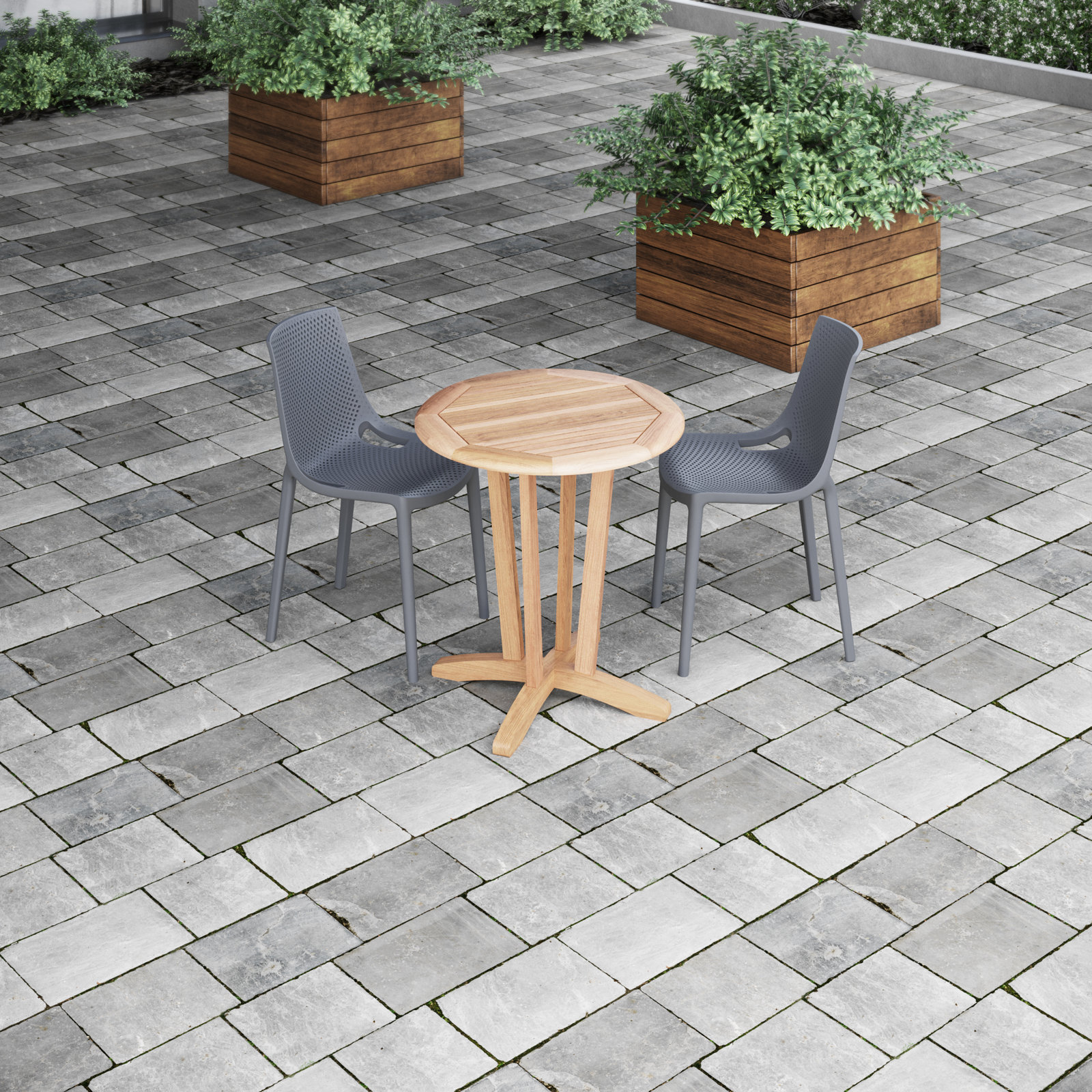 Anautica 27" Teak Patio Bistro Set, Gray