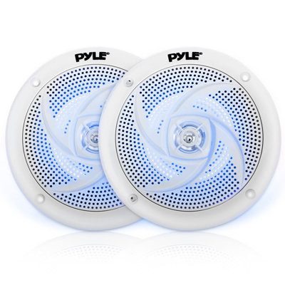 Pyle Marine Speakers - 5.25 Inch 2 Way Waterproof And Weather Resistant Outdoor Audio Stereo Sound System With Led Lights, 180 Watt Power And Low Prof