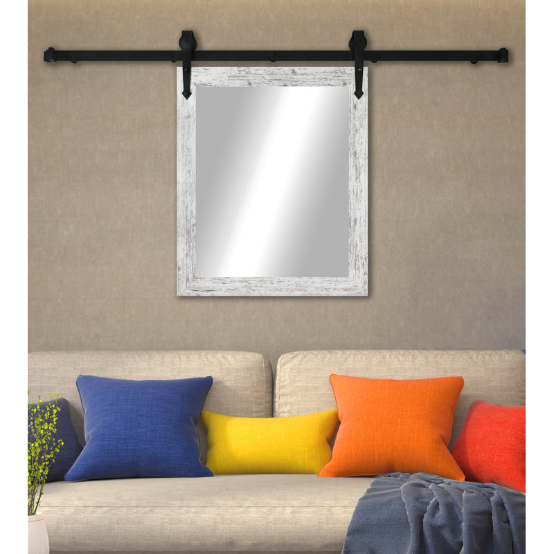 Neace Flat Mirror, 33" H x 27" W, Weathered White Barnwood