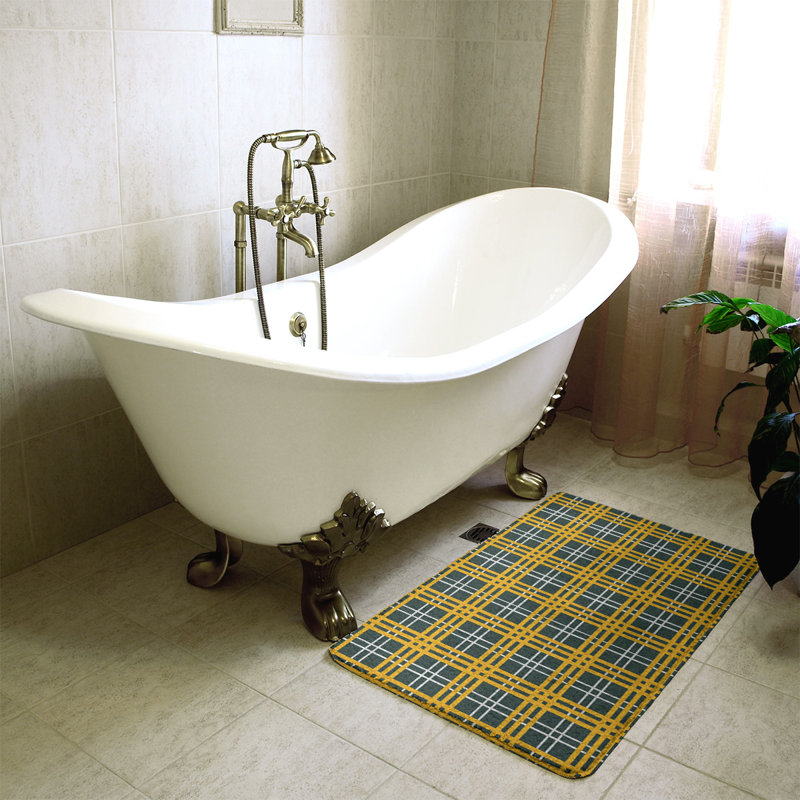 Tapis pour salle de bain Philadelphia, l 17 po x L 24 po, Yellow/Dark Green