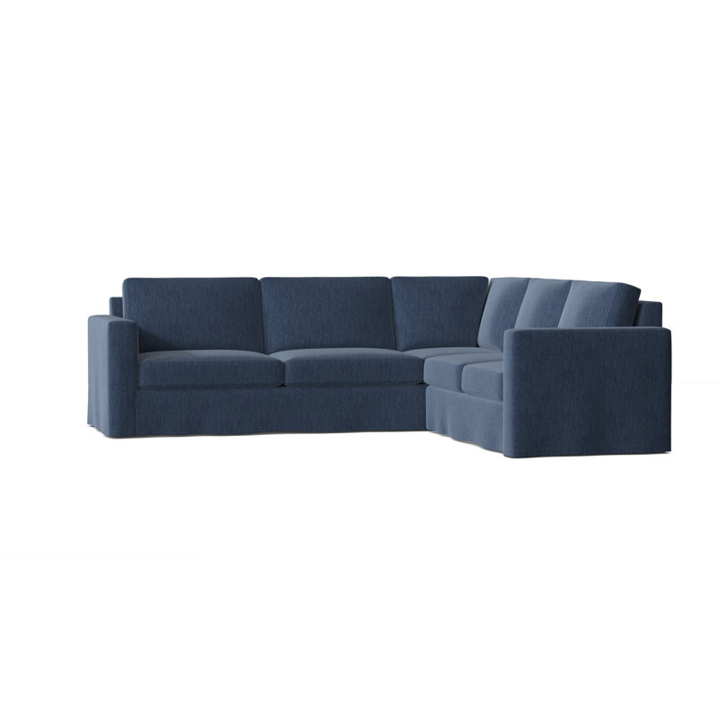 Canapé modulaire de coin large 108 po Bewley, Accoudoir à droite (vu de face), Denim Key, Naturel