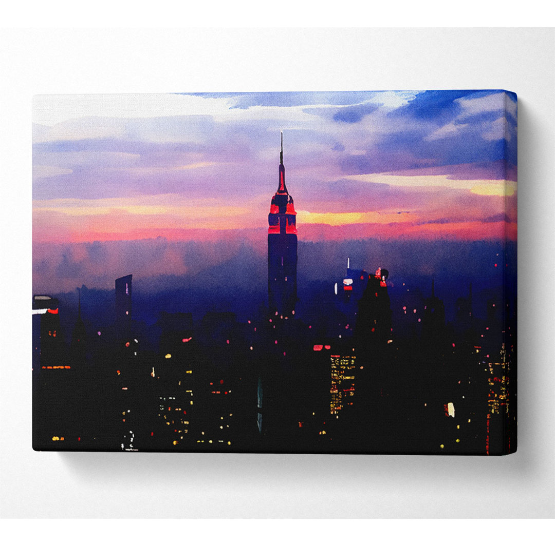 Kunstdruck New York Empire State Pink Glow