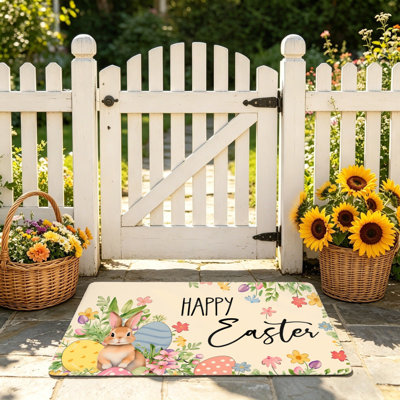 Tapis de sol Joyeuses Pâques 24 po x 36 po pour l'extérieur et l'intérieur