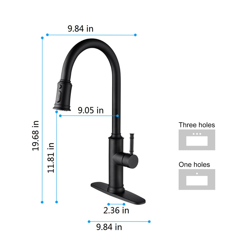 Matte Black Stainless Steel Pull Out Kitchen Faucet With 360 Rotating High Nozzle, Single Lever For Water Management, Rust Finish, Aerators Adequate Bubbles And Reduced Splashing , Nozzle Rotation,