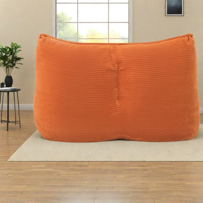 Canapés à compression, pouf compact en velours côtelé orange moderne pour la maison
