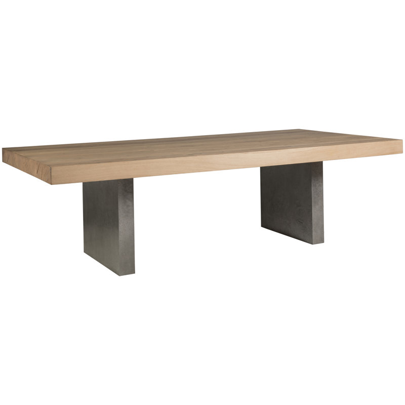 Gray and Brown Rectangular European Oak Dining Table