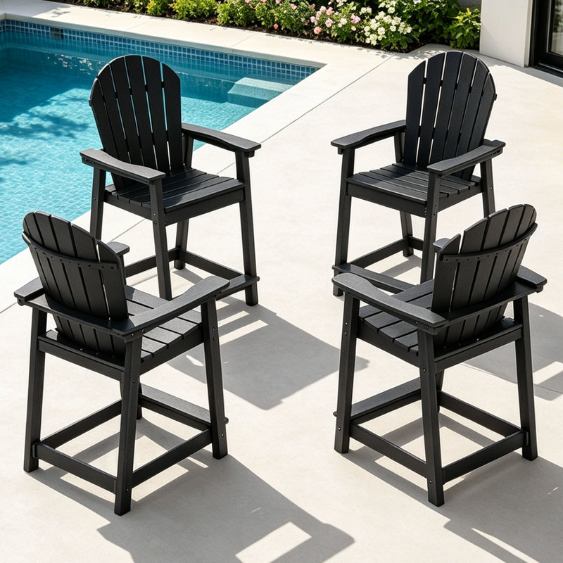 Outdoor Tall Adirondack Chairs, Black