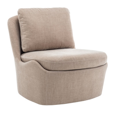 Oliver Armless Swivel Chair - Taupe by Ebern Designs